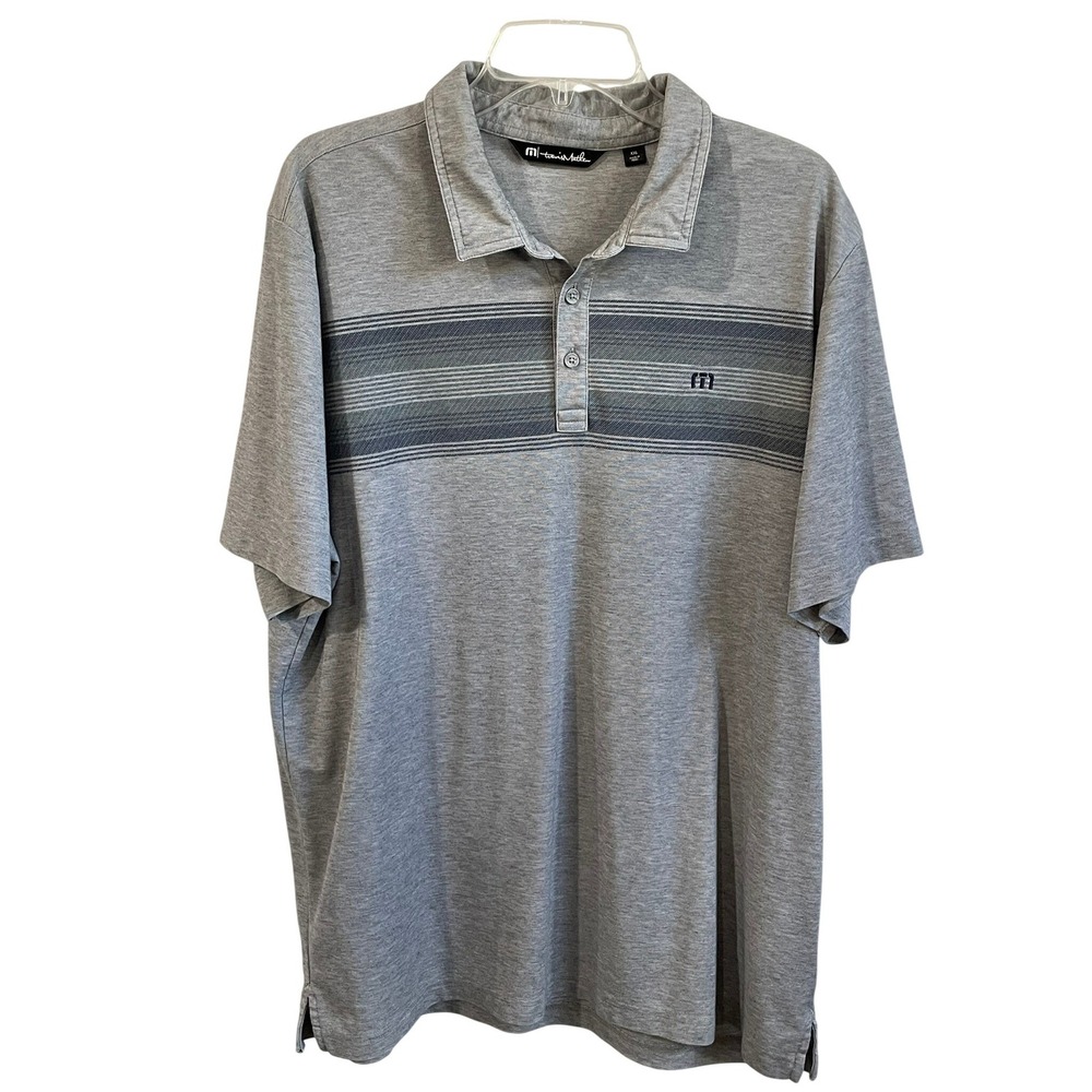 Travis Mathew XXL Polo Shirt Heather Grey Striped Pima Cotton Blend Golf Top